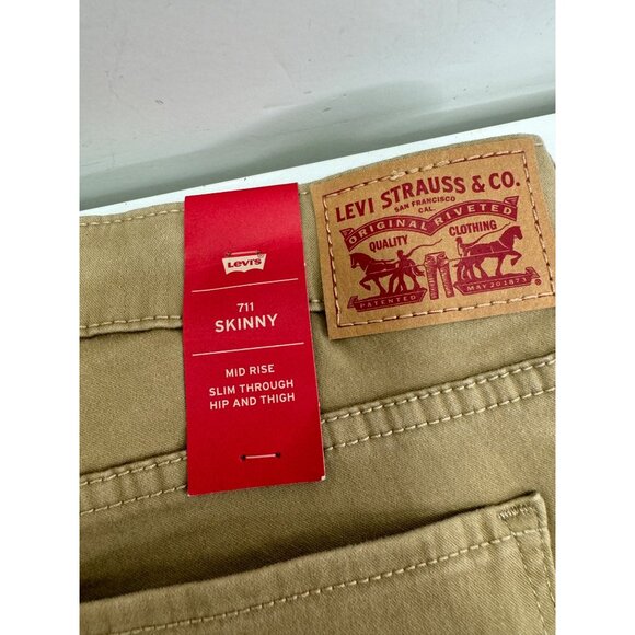 Levis 711 Skinny Women's Jeans Size 16 M 33X30 Beige Mid Rise Soft Touch Stretch - Picture 14 of 16